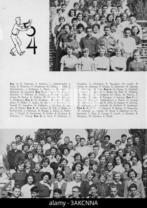 Das Jahrbuch der West High School 1952, „Hesperian“, fängt Erinnerungen an Studenten, Lehrkräfte, Vereine und Sport aus dem akademischen Jahr 1951-1952 ein. Stockfoto