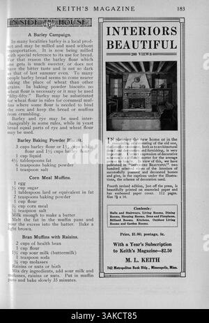 Das 1918 vom Architekten Max L. Keith veröffentlichte Magazin on Home Building enthält zwölf Ausgaben mit Hausentwürfen, Grundrissen, Baukosten und detaillierten Beschreibungen. Das Magazin befasst sich auch mit Inneneinrichtung, Landschaftsgestaltung und enthält Werbung für Baumaterialien und Wohnmöbel. Stockfoto