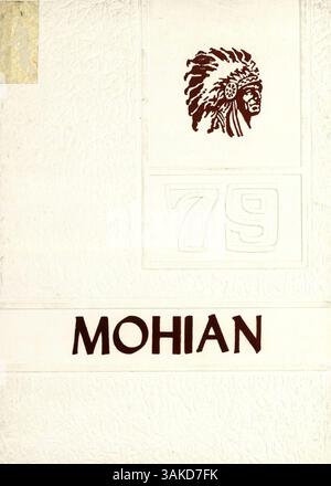 Das Jahrbuch „Mohian“ 1979 der Mound-Westonka High School dokumentiert die Veranstaltungen, Schüler, Lehrer, Vereine und Leichtathletik des Schuljahres 1978-1979 und zeigt die Leistungen der Schüler und das Schulleben. Stockfoto