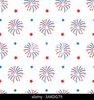 Feuerwerk nahtloser Hintergrund 4. Juli-Druck Stock Vektor