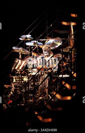 Peter Criss of Kiss, Civic Center, Providence, Rhode Island, USA, Februar 1978. Stockfoto