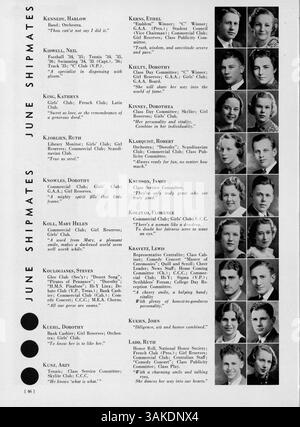 Dieses Jahrbuch 1936 der Central High School in Minneapolis, Minnesota, erfasst die Schüler, Lehrkräfte, Clubs, leichtathletik und Schlüsselveranstaltungen des akademischen Jahres 1935-1936, die die afroamerikanische Studentenerfahrung während dieser Zeit dokumentieren. Stockfoto