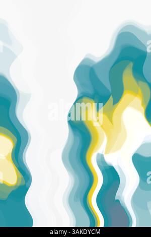 Heller abstrakter Hintergrund mit blauen und gelben Wellen Stockfoto
