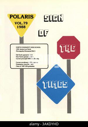 Das Polaris Jahrbuch 1988 der North High School dokumentiert die Schüler, Lehrkräfte, Sportmannschaften, Vereine und bedeutende Ereignisse aus dem Schuljahr 1987-1988. Stockfoto