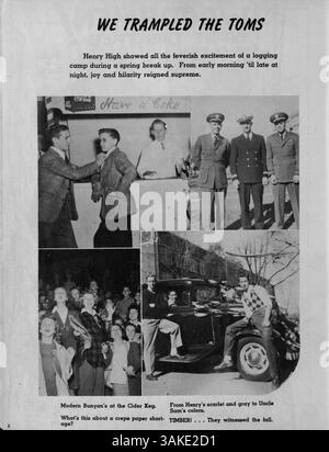 „Orator 1945“ ist das Jahrbuch der Patrick Henry High School, in dem Schülerleben, Lehrkräfte, Schulveranstaltungen und Leichtathletik aus dem Schuljahr 1944-1945 vorgestellt werden. Stockfoto