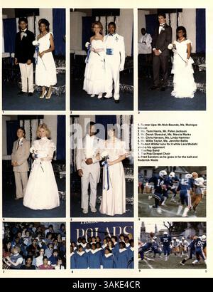 Das Jahrbuch „Polaris 1986“ der North High School zeichnet Beiträge von Studenten und Lehrkräften auf, darunter Leistungen in den Bereichen Wissenschaft, Sport und außerschulische Aktivitäten während des Schuljahres 1985-1986. Stockfoto