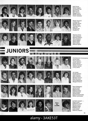 In dieser Ausgabe von „Polaris 1986“ von der North High School werden die Schüler, Lehrer, Vereine, Sportmannschaften und Schulveranstaltungen des Schuljahres 1985-1986 vorgestellt. Stockfoto