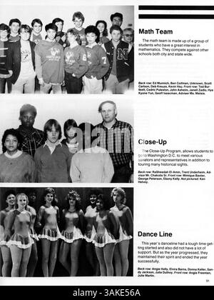 Diese Ausgabe von Polaris, dem Jahrbuch für die North High 1986, enthält Fotos und Informationen über Schüler, Lehrer, Leichtathletik, Vereine und wichtige Ereignisse aus dem Schuljahr 1985-1986. Stockfoto