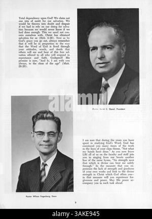 Das Jahrbuch des Lutherischen Bibelinstituts 1957, The Reflector, erfasst das Wesen des akademischen Jahres 1956-1957 und konzentriert sich auf Studenten, Lehrkräfte und Schlüsselveranstaltungen. Stockfoto