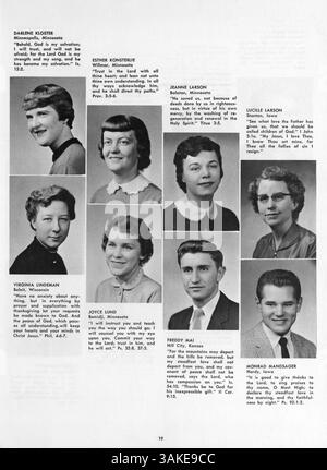 Das Jahrbuch des Lutherischen Bibelinstituts 1957, The Reflector, zeigt Porträts von Studenten und Lehrkräften und dokumentiert die Ereignisse des akademischen Jahres 1956-1957. Stockfoto