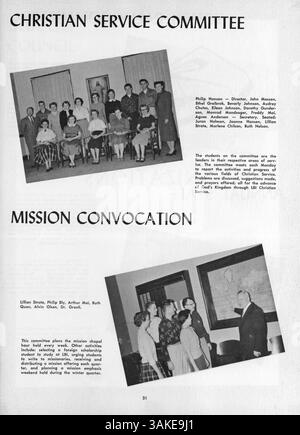 Das Jahrbuch des Lutherischen Bibelinstituts 1957, The Reflector, fängt die Höhepunkte des Schuljahres ein, von Schüleraktivitäten bis hin zu Lehrerporträts. Stockfoto