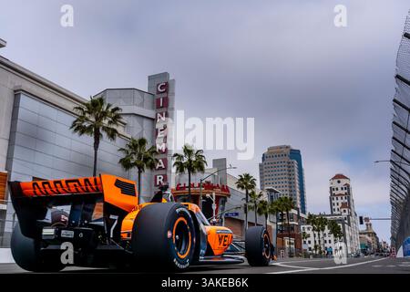 Long Beach, CA, USA. April 2025. NTT INDYCAR-Fahrer, CHRISTIAN LUNDGAARD (7) (DEN) aus Hedensted, Dänemark, qualifiziert sich für den Acura Grand Prix von Long Beach in den Straßen von Long Beach in Long Beach, CA. (Bild: © Walter G. Arce Sr./ASP Via ZUMA Press Wire) NUR REDAKTIONELLE VERWENDUNG! Nicht für kommerzielle ZWECKE! Stockfoto
