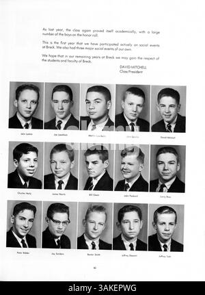 Die Ausgabe 1961 des Mustang Jahrbuchs der Breck School dokumentiert die Höhepunkte des Schuljahres 1960-1961, einschließlich Schüleraktivitäten, Lehrkörper und Schulsport. Stockfoto