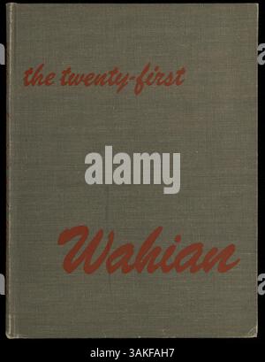 Das Washburn Yearbook 1948 mit dem Titel The Twenty-First Wahian dokumentiert die Ereignisse, Menschen und Aktivitäten des Schuljahres 1947-1948 an der Washburn High School im Hennepin County. Es enthält Details zu Schülern, Lehrern, Vereinen und Sportveranstaltungen. Stockfoto