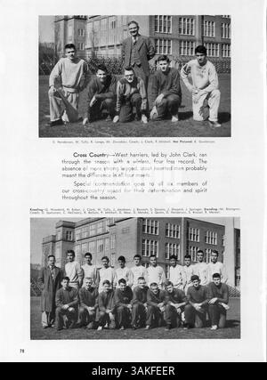 Das West High Yearbook 1951, „51 Hesperian“, fasst das Schuljahr mit Schülern, Lehrern, Leichtathletik, Clubs, und bedeutende Ereignisse von 1950-1951. Stockfoto