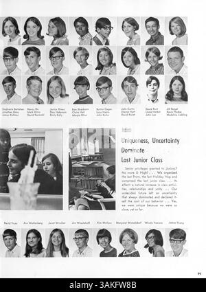 Das High Yearbook der Universität 1968, Bisbila 68, spiegelt das Schuljahr 1967-1968 wider und hebt die Leistungen der Schüler, Leichtathletik, Vereine und afroamerikanische Beiträge zur High School hervor. Stockfoto