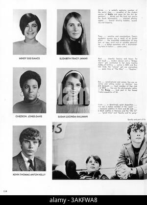 Das Bisbila Jahrbuch 1968 der University High dokumentiert das akademische Jahr 1967-1968 und zeigt Studenten, Leichtathletik, Vereine und historische Meilensteine der afroamerikanischen Geschichte. Stockfoto