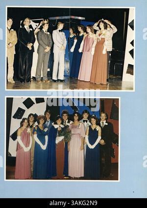Dieses Jahrbuch der High School bietet eine Momentaufnahme des Schülerlebens, der Lehrkräfte, der Leichtathletik und der wichtigsten Veranstaltungen aus dem Schuljahr 1978-1979 an der Edison High School. Stockfoto