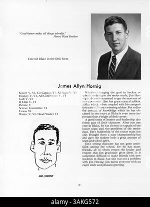 In der Ausgabe 1966 des Jahrbuchs „Call O' Pan“ der Blake High School werden die Schüler, Lehrer, Vereine, Sportveranstaltungen und sozialen Aktivitäten des Jahres 1965 bis 1966 vorgestellt. Stockfoto