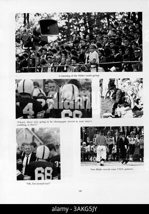 Die 1966 erschienene Ausgabe des Jahrbuchs „Call O' Pan“ der Blake School umfasst Schülerporträts, Lehrkörper, Leichtathletik, und verschiedene Schulaktivitäten aus dem Jahr 1965-1966. Stockfoto