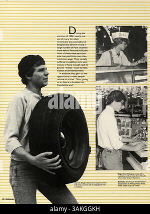 Das Jahrbuch „Echowan“ der St. Louis Park High School 1983 zeigt Fotos von Schülern, Lehrern, Schulveranstaltungen und Aktivitäten aus dem Schuljahr 1982-1983 im Hennepin County, Minnesota. Stockfoto