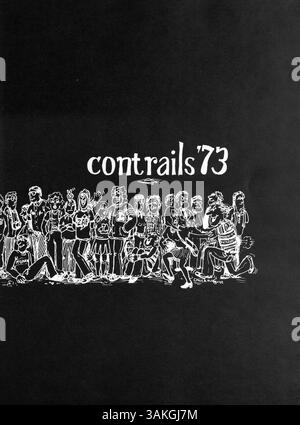 Das Lindbergh High School Jahrbuch 1973 mit dem Titel Contrails '73 zeigt Studenten, Lehrkräfte, Leichtathletik, Clubs und Veranstaltungen aus dem Schuljahr 1972-1973. Stockfoto