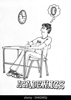 Die 1973 erschienene Ausgabe des Lindbergh High Yearbook mit dem Titel „Contrails „73“ erfasst die Schüler, Lehrer, Vereine, Leichtathletik und andere wichtige Ereignisse aus dem Schuljahr 1972-1973 an der Lindbergh High School. Stockfoto