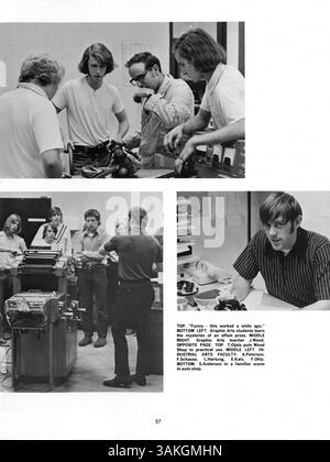 Dieses Jahrbuch, „Contrails „73“, zeigt die Lindbergh High School Community im Schuljahr 1972-1973 mit Bildern von Schülern, Mitarbeitern, außerschulischen Aktivitäten und akademischen Leistungen. Stockfoto