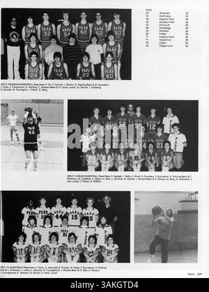 Dieses Jahrbuch der High School, Echowan '84, fängt das Wesen des Schülerlebens ein, von Sportmannschaften bis hin zu Clubaktivitäten und Interaktionen mit Lehrkräften während des akademischen Jahres 1983-1984. Stockfoto