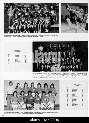 Echowan '84, das Jahrbuch der St. Louis Park High School von 1984, zeigt ein Jahr im Review für die Schüler, Dozenten, außerschulische Aktivitäten und Sport, wobei die Erinnerungen an das Schuljahr 1983-1984 bewahrt werden. Stockfoto