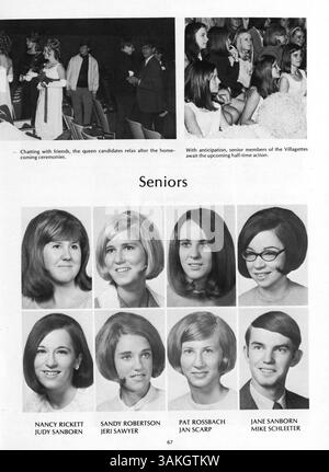 Die Ausgabe 1969 des Jahrbuchs der St. Anthony Village High School zeigt die Schüler, Lehrer, Sportmannschaften und Clubs, die das akademische Jahr 1968-1969 prägten. Stockfoto
