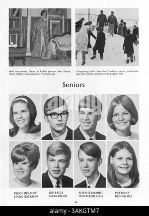 Das St. Anthony Village High School Yearbook für 1969 dokumentiert die Erfolge des Schuljahres 1968-1969 mit Schülern, Lehrern, Leichtathletik und Schulveranstaltungen. Stockfoto