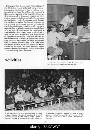 Das Jahrbuch 1969 für die St. Anthony Village High School dokumentiert die Erfahrungen von Schülern, Lehrern und Veranstaltungen während des gesamten akademischen Jahres. Stockfoto