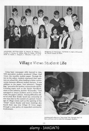 Das Jahrbuch 1969 der St. Anthony Village High School erfasst die Erfahrungen von Schülern, Lehrern, Vereinen und Leichtathletik während des Schuljahres 1968-1969. Stockfoto