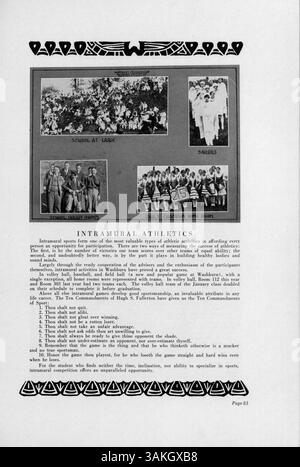 Das Washburn Yearbook 1928 mit dem Titel Wahian bietet einen detaillierten Überblick über Schüler, Lehrer, Vereine, Leichtathletik und andere wichtige Ereignisse während des akademischen Jahres 1927-1928 an der Washburn High School. Es dient als historische Aufzeichnung der Schulaktivitäten. Stockfoto