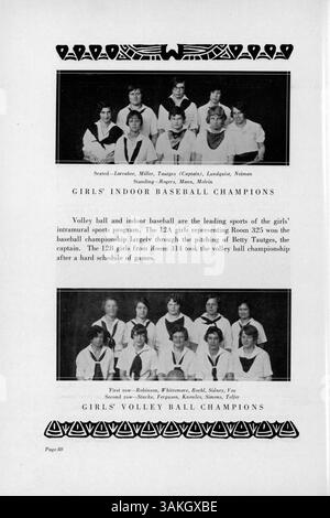 Das Washburn Yearbook 1928 mit dem Titel Wahian enthält Aufzeichnungen über Schüler, Lehrer, Vereine, Leichtathletik und wichtige Ereignisse während des Schuljahres 1927-1928 an der Washburn High School im Hennepin County. Es dient als historisches Dokument, das die Gemeinschaft und die Aktivitäten der Schule widerspiegelt. Stockfoto