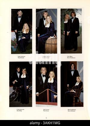Die 1975 erschienene Ausgabe des Antler Yearbook der Minnehaha Academy dokumentiert die Schüler, Vereine, Leichtathletik, Dozenten und die wichtigsten Veranstaltungen des Schuljahres 1974-1975. Stockfoto