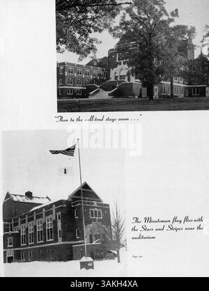 Dieses Jahrbuch der Akademie der Heiligen Engel 1945, Angelus, dokumentiert Schüler, Lehrer, Leichtathletik, Clubs und Veranstaltungen aus dem Schuljahr 1944-1945. Stockfoto