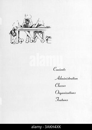 Das Angelus Yearbook 1945 der Academy of Holy Angels zeichnet Studenten, Dozenten, Vereine, Leichtathletik und wichtige Ereignisse aus dem Schuljahr 1944-1945 auf. Stockfoto