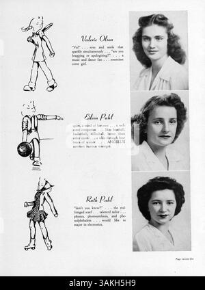 Das Angelus Yearbook 1945 der Academy of Holy Angels dokumentiert die Ereignisse, Schüler, Lehrer, Leichtathletik und Vereine aus dem Schuljahr 1944-1945. Stockfoto