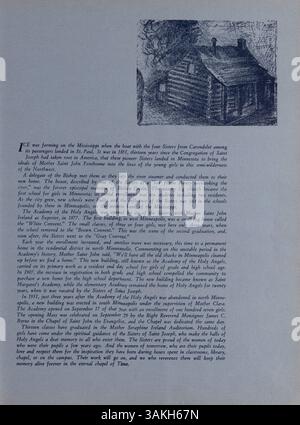 Das Angelus Yearbook 1945 der Academy of Holy Angels zeichnet Schüler, Lehrer, Vereine, Leichtathletik und Schulveranstaltungen aus dem akademischen Jahr 1944-1945 auf. Stockfoto