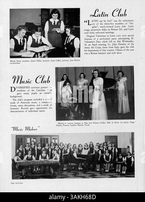 Dieses Angelus Yearbook 1945 von der Academy of Holy Angels stellt die Schüler, Lehrer, Leichtathletik, Vereine und Veranstaltungen des akademischen Jahres 1944-1945 vor. Stockfoto