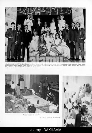 „Wayako 69“ ist das Jahrbuch der Wayzata High School 1969, das das Schülerleben, die Leichtathletik, die Schulclubs und wichtige Ereignisse des Schuljahres 1968-1969 erfasst. Stockfoto