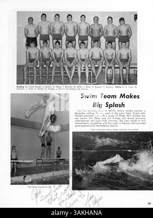 Wayako 69, das 1969 Wayzata High School Jahrbuch, dokumentiert das akademische Jahr 1968-1969 mit Aufzeichnungen über das Leben von Schülern und Lehrkräften, Schulclubs, sportliche Veranstaltungen und bedeutende gesellschaftliche Zusammenkünfte, die das Wesen der High School Erfahrung einfangen. Stockfoto