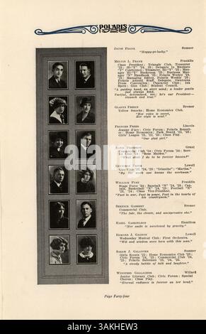 Das North High Yearbook 1925, Polaris, zeigt Studenten, Lehrkräfte, Leichtathletik, Clubs und bedeutende afroamerikanische Veranstaltungen von der North High während des Schuljahres 1924-1925. Stockfoto