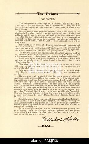 Das Polaris-Jahrbuch 1924 der North High School zeigt Schüler, Lehrer und Veranstaltungen aus dem Schuljahr 1923-1924, wobei die Geschichte der afroamerikanischen Kultur und die kulturellen Beiträge hervorgehoben werden. Stockfoto