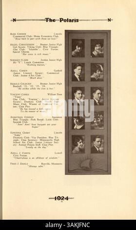 Das Polaris-Jahrbuch 1924 der North High School dokumentiert die Schüler, Lehrer, Leichtathletik, Vereine und andere wichtige Ereignisse des Schuljahres 1923-1924 und betont die afroamerikanische Geschichte. Stockfoto