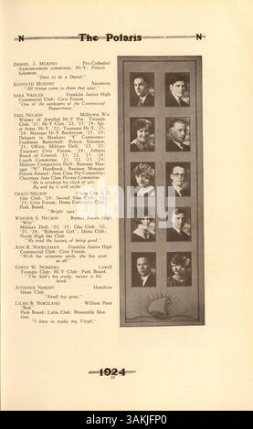 Das North High Yearbook 1924, Polaris, dokumentiert die Schüler, Lehrer, Clubs, leichtathletik und Veranstaltungen aus dem Schuljahr 1923-1924 mit Schwerpunkt auf afroamerikanischer Geschichte an der North High School. Stockfoto