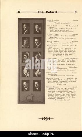 Die Ausgabe 1924 des North High Yearbook, Polaris, beleuchtet die wichtigsten Ereignisse, Vereine, Leichtathletik und afroamerikanische Geschichte an der North High School während des Schuljahres 1923-1924. Stockfoto