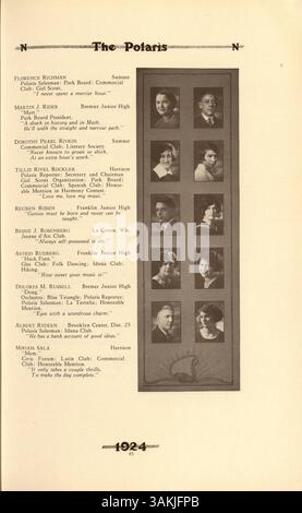 Das North High Yearbook 1924, Polaris, zeigt die Schüler, Lehrer, Clubs, leichtathletik und afroamerikanische Geschichte an der North High School im Schuljahr 1923-1924. Stockfoto